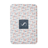 Moderne Roze Flamingo Monogram Badmat (Voorkant Verticaal)