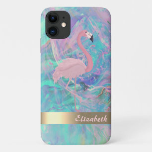 Moderne Roze Flamingo Opal Iridiserend Case-Mate iPhone Case