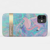 Moderne Roze Flamingo Opal Iridiserend Case-Mate iPhone Case (Achterkant (horizontaal))