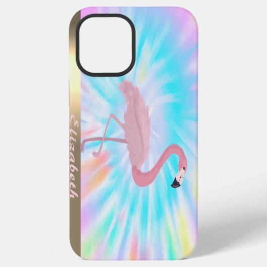 Moderne Roze Flamingo Tie Dye iPhone Hoesje (Achterkant)