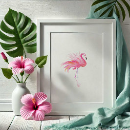 Moderne roze flamingo tropische Waterverf Poster