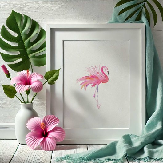 Moderne roze flamingo tropische Waterverf Poster