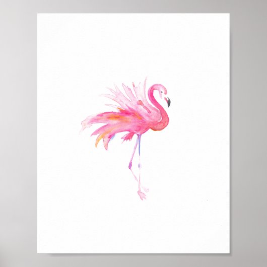 Moderne roze flamingo tropische Waterverf Poster (Voorkant)