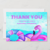 Moderne roze flamingo verjaardag bedankkaart (Voorkant)