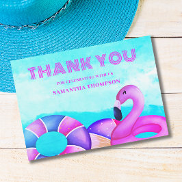 Moderne roze flamingo verjaardag bedankkaart