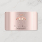 Moderne roze flamingo's in liefde, harten Roos gou Visitekaartje (Voorkant)