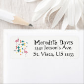 Moderne roze flamingo's sterren Midden eeuw Diaman Etiket (Insitu)