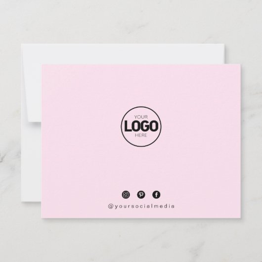 Moderne roze flatje voor zakelijke dank bedankkaart (Achterkant)