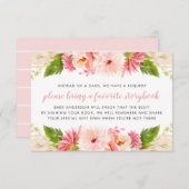 Moderne roze Floral Baby shower Book Request Card Kaart (Voorkant / Achterkant)