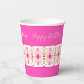 Moderne roze Floral Designer Papieren Bekers (Achterkant)