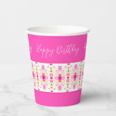 Moderne roze Floral Designer Papieren Bekers (Links)