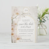 Moderne roze Floral Geometric Gold Glitter Orchids Save The Date (Staand voorkant)