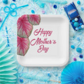 Moderne roze Floral Moederdag Party Papieren Bordje (Feest)