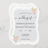 Moderne roze Floral opmerkelijk budget bruiloft Kaart (Voorkant / Achterkant)