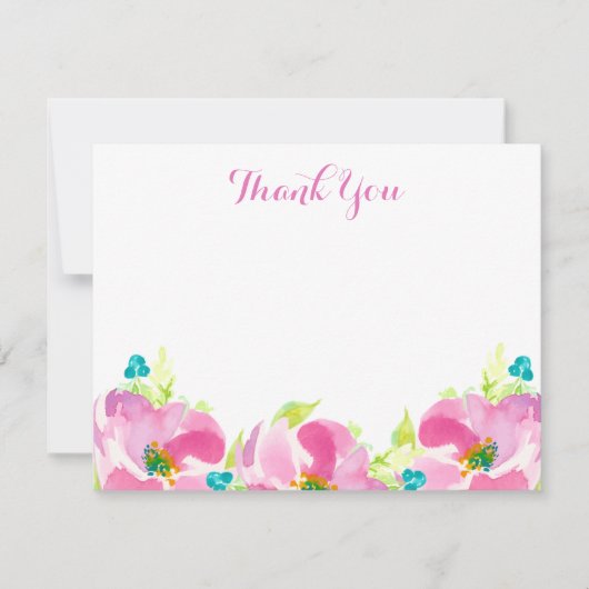 Moderne roze Floral Turquoise - aangepaste platte Kaart (Voorkant)