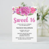 Moderne roze Floral Waterverf 16 zondag Kaart (Staand voorkant)