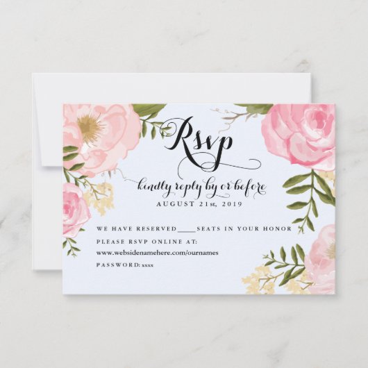 Moderne  roze Floral Wedding Online RSVP (Voorkant)