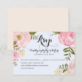 Moderne  roze Floral Wedding Online RSVP (Voorkant / Achterkant)