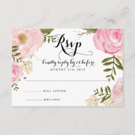 Moderne roze Floral Wedding RSVP-kaart RSVP Kaartje