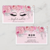 Moderne  roze florale wasuitbreidingen visitekaartje (Voorkant / Achterkant)