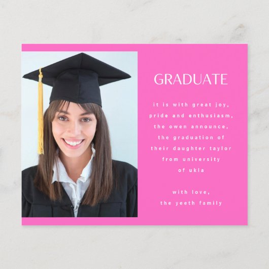 moderne roze foto afstuderen anno (Achterkant)