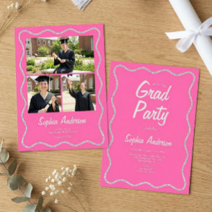 Moderne Roze Foto Collage Afstudeercadeau Kaart