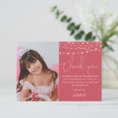 Moderne Roze Foto Dankjewelkaart voor Kinderen Bedankkaart (Staand voorkant)