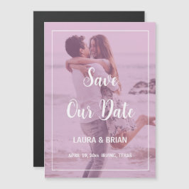 Moderne Roze Foto Filter Trouwkaart Save The Date Magnetische Uitnodiging