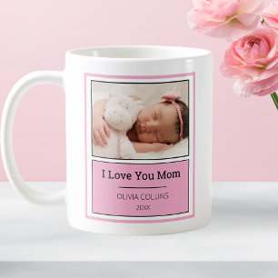 Moderne Roze Foto Gepersonaliseerde Moederdag Baby Koffiemok