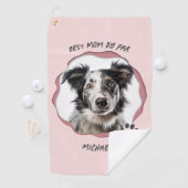 Moderne Roze Foto Huisdier Hond Beste Mam Golfhanddoek (Insitu)