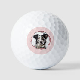 Moderne Roze Foto Huisdier Hond Gepersonaliseerd Golfballen