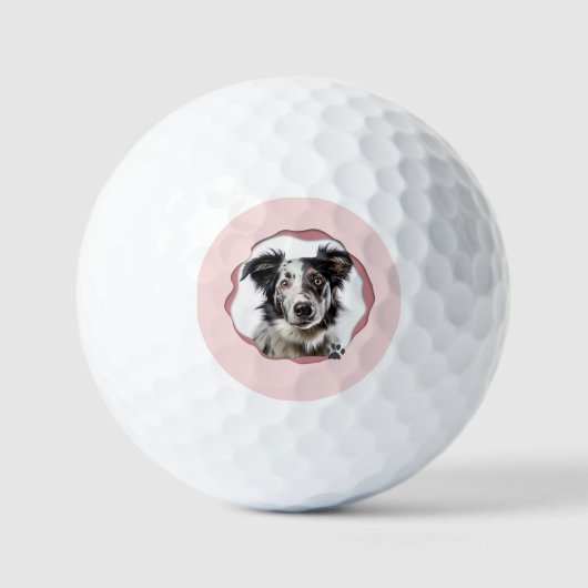 Moderne Roze Foto Huisdier Hond Gepersonaliseerd Golfballen (Voorkant)