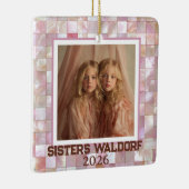 Moderne Roze Foto | Kerst Ornamente Zusters Keramisch Ornament (Rechts)