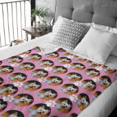 Moderne roze foto met Pet Print Pattern Cute Fleece Deken