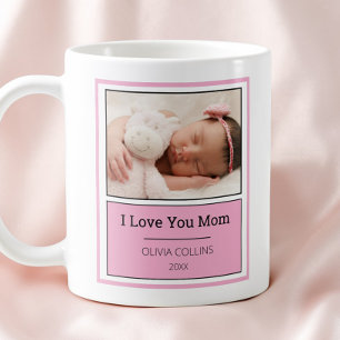 Moderne Roze Foto Persoonlijke Moederdag Baby Koffiemok