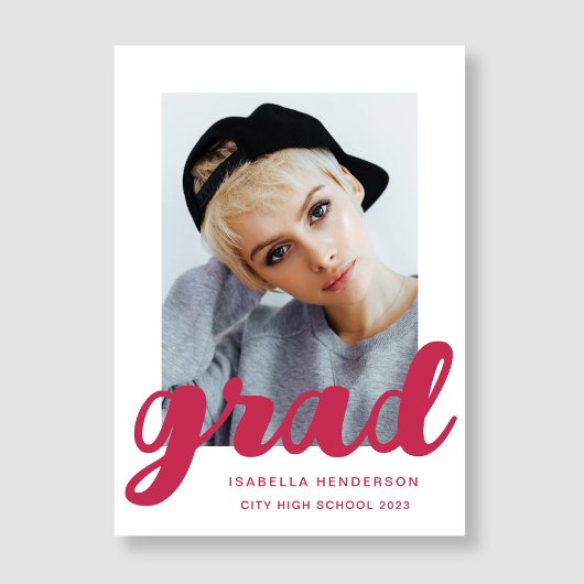 Moderne Roze Foto Script Afstuderen Aankondiging