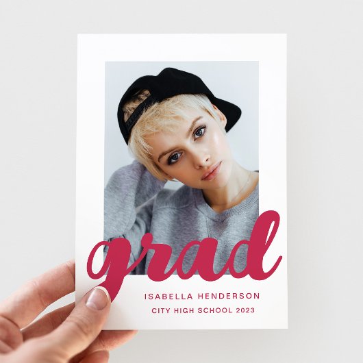 Moderne Roze Foto Script Afstuderen Aankondiging