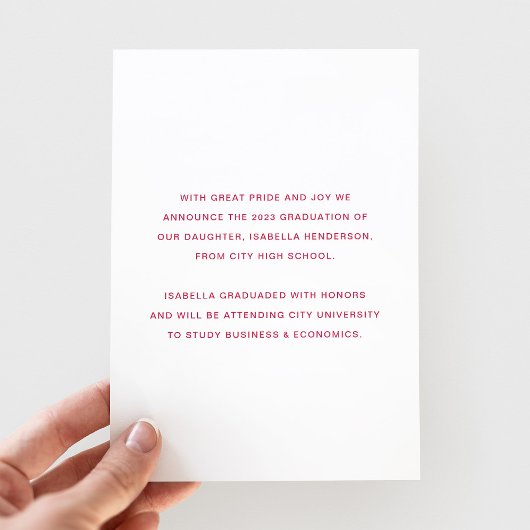 Moderne Roze Foto Script Afstuderen Aankondiging