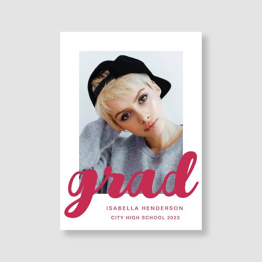 Moderne Roze Foto Script Afstuderen Aankondiging