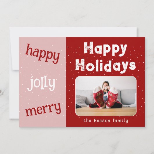 Moderne roze foto Snowflake Kerstmis Feestdagenkaart (Voorkant)