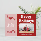 Moderne roze foto Snowflake Kerstmis Feestdagenkaart (Staand voorkant)