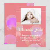 Moderne roze foto van vrijdag Hartelijk dank voor  Bedankkaart (Voorkant / Achterkant)