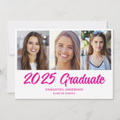 Moderne Roze Fotocollage 2025 Afstuderen Aankondiging (Voorkant)