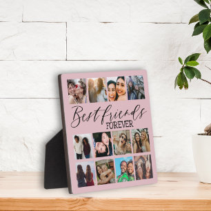 Moderne Roze Fotocollage voor Beste Vriendinnen Fotoplaat