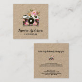 Moderne roze fotograaf Kraft Vierkante Visitekaartje (Voorkant / Achterkant)