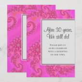 Moderne Roze Fractale Bloempatroon Huwelijksbeloft Kaart (Voorkant / Achterkant)