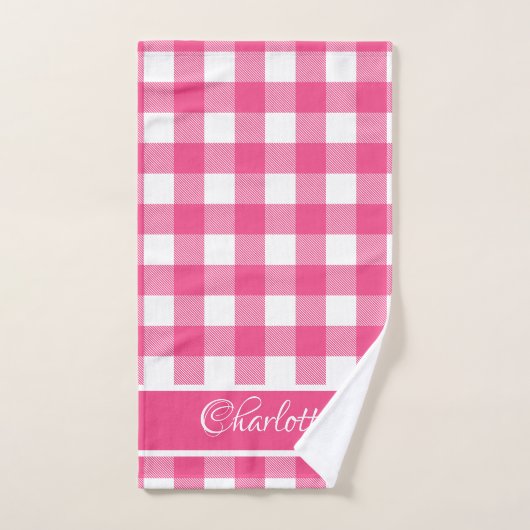 Moderne roze Franse Roos witte buffels Bad Handdoek (Handdoek)