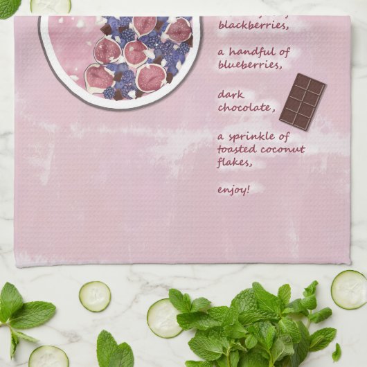 Moderne Roze Fruit Smoothie Recept Food Art Theedoek (Gevouwen)