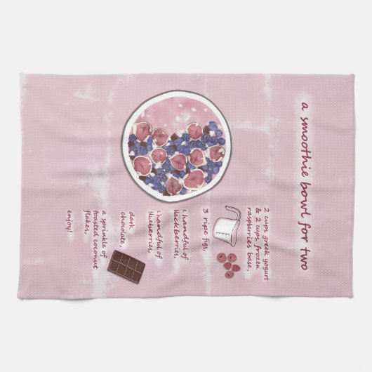Moderne Roze Fruit Smoothie Recept Food Art Theedoek (Horizontaal)