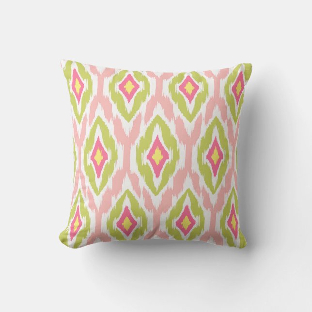 Moderne roze fuchsia Ikat Tribal Pattern 1a Kussen (Voorkant)